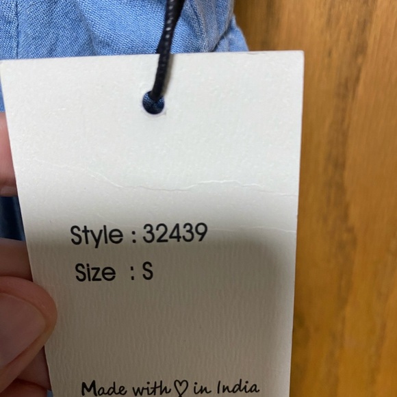 Japna Women's Blue Chambray Sleeveless Tiered Sun Dress Size Small - NWT - Picture 3 of 8